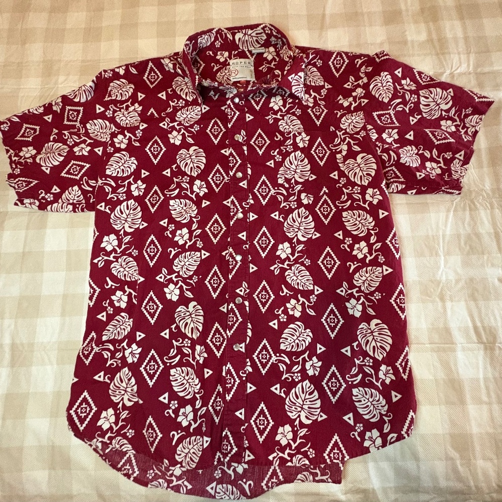 ROPER Aztec Hawaiian Mens Short Sleeve Button Down